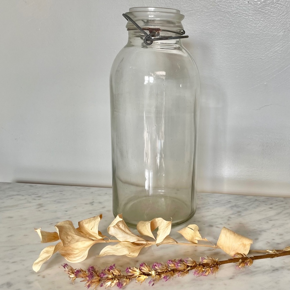 TALL 10” vintage antique apothecary glass jar